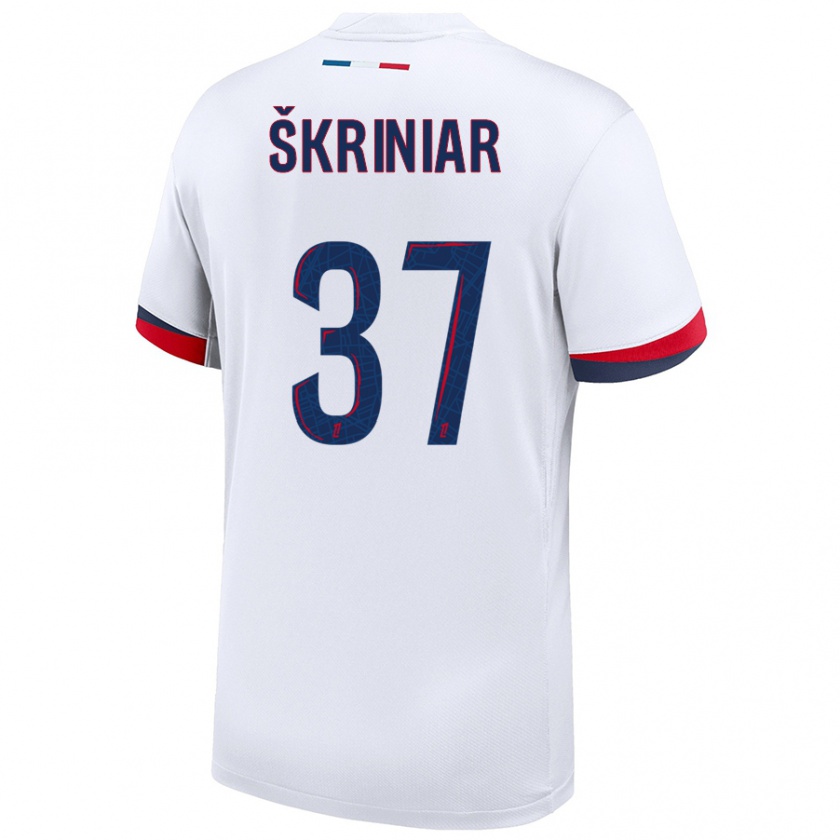 Kandiny Férfi Milan Skriniar #37 Fehér Kék Piros Idegenbeli Jersey 2024/25 Mez Póló Ing