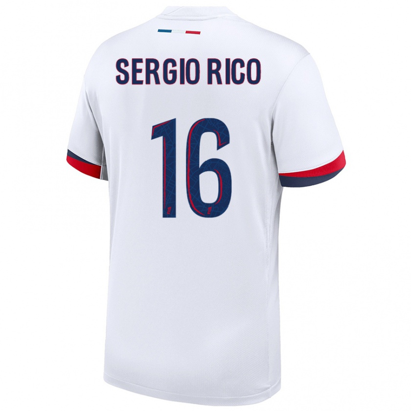 Kandiny Férfi Sergio Rico #16 Fehér Kék Piros Idegenbeli Jersey 2024/25 Mez Póló Ing