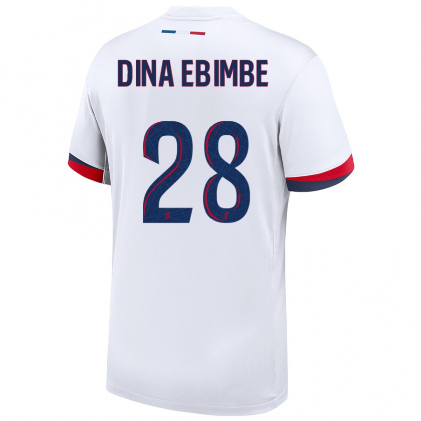 Kandiny Férfi Eric Junior Dina Ebimbe #28 Fehér Kék Piros Idegenbeli Jersey 2024/25 Mez Póló Ing