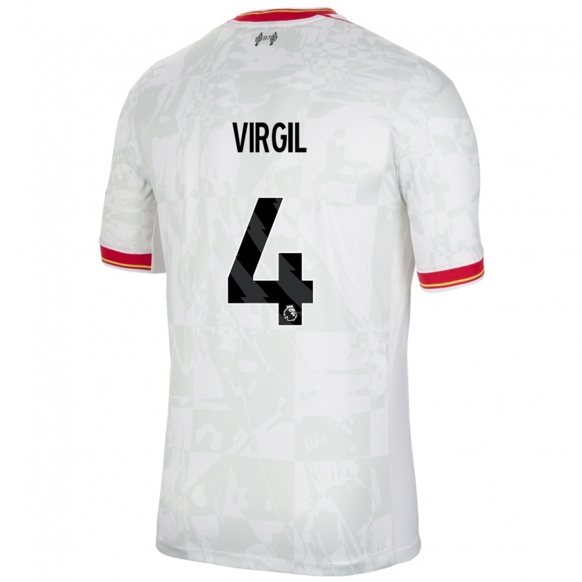 Kandiny Férfi Virgil Van Dijk #4 Fehér Piros Fekete Harmadik Számú Jersey 2024/25 Mez Póló Ing