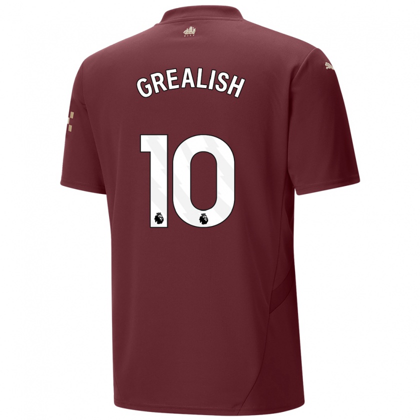 Kandiny Férfi Jack Grealish #10 Gesztenyebarna Harmadik Számú Jersey 2024/25 Mez Póló Ing