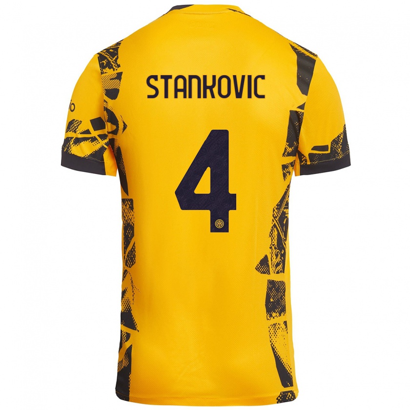 Kandiny Férfi Aleksandar Stankovic #4 Arany Fekete Harmadik Számú Jersey 2024/25 Mez Póló Ing