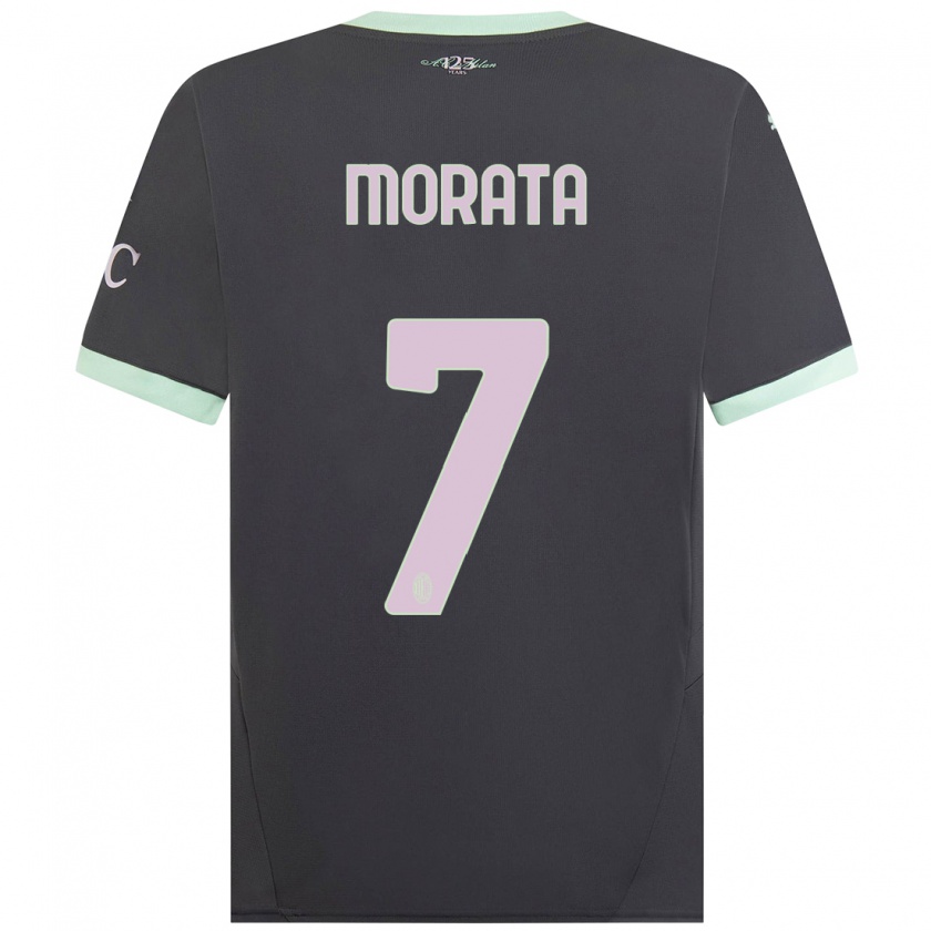 Kandiny Férfi Álvaro Morata #7 Szürke Harmadik Számú Jersey 2024/25 Mez Póló Ing