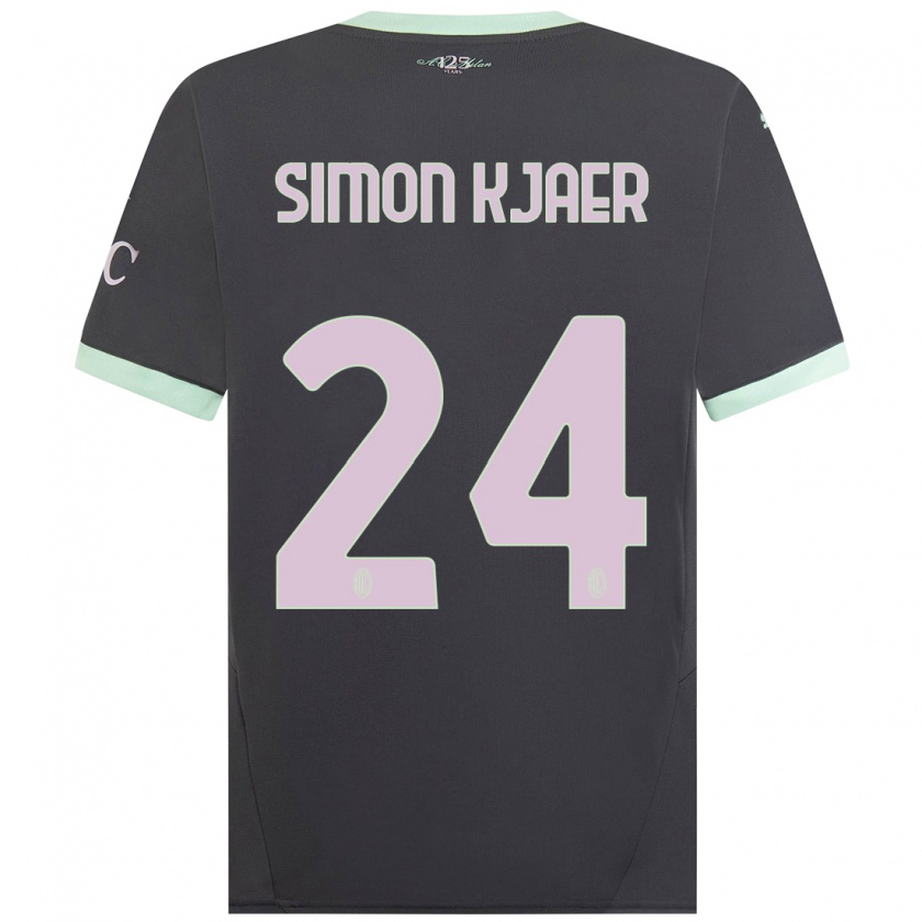 Kandiny Férfi Simon Kjaer #24 Szürke Harmadik Számú Jersey 2024/25 Mez Póló Ing