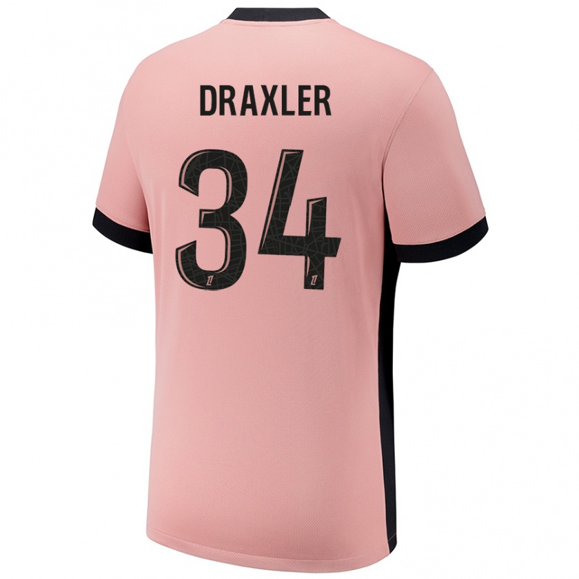 Kandiny Férfi Julian Draxler #34 Rozsda Rózsaszín Harmadik Számú Jersey 2024/25 Mez Póló Ing