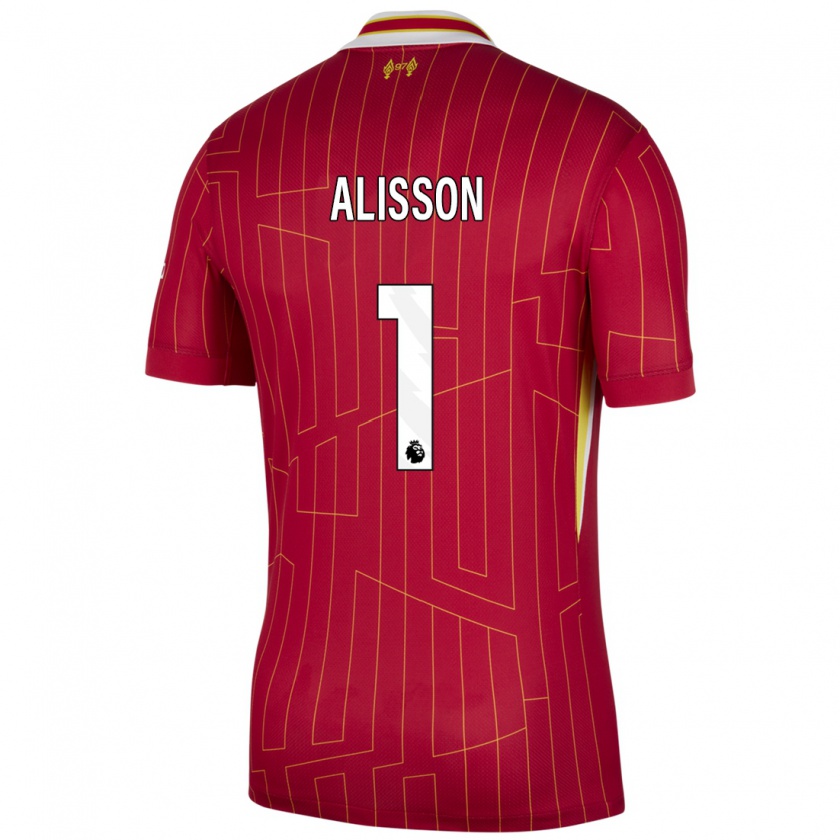 Kandiny Női Alisson #1 Piros Sárga Fehér Hazai Jersey 2024/25 Mez Póló Ing