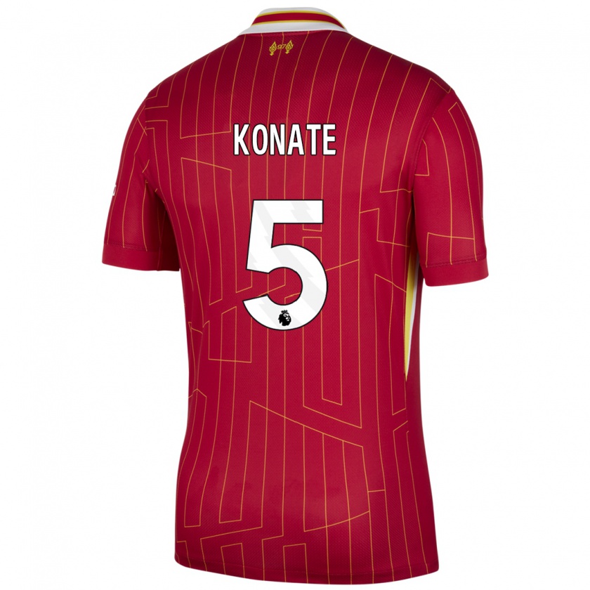 Kandiny Női Ibrahima Konaté #5 Piros Sárga Fehér Hazai Jersey 2024/25 Mez Póló Ing