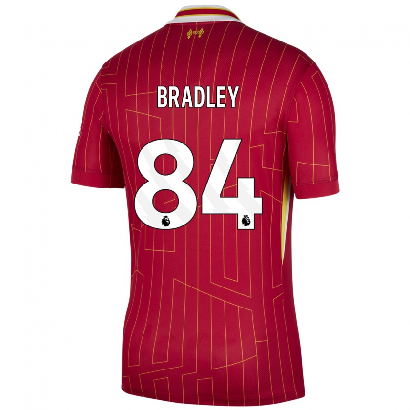 Kandiny Női Conor Bradley #84 Piros Sárga Fehér Hazai Jersey 2024/25 Mez Póló Ing