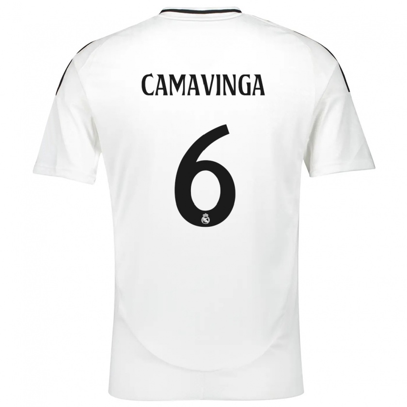 Kandiny Női Eduardo Camavinga #6 Fehér Hazai Jersey 2024/25 Mez Póló Ing