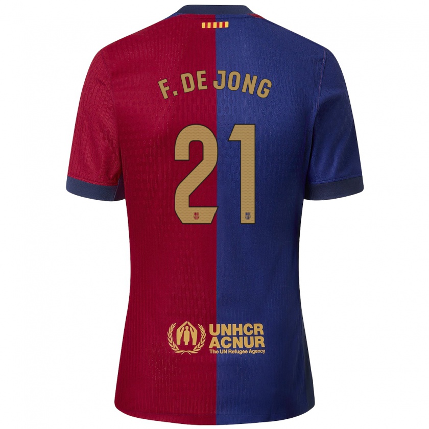 Kandiny Női Frenkie De Jong #21 Kék Piros Hazai Jersey 2024/25 Mez Póló Ing