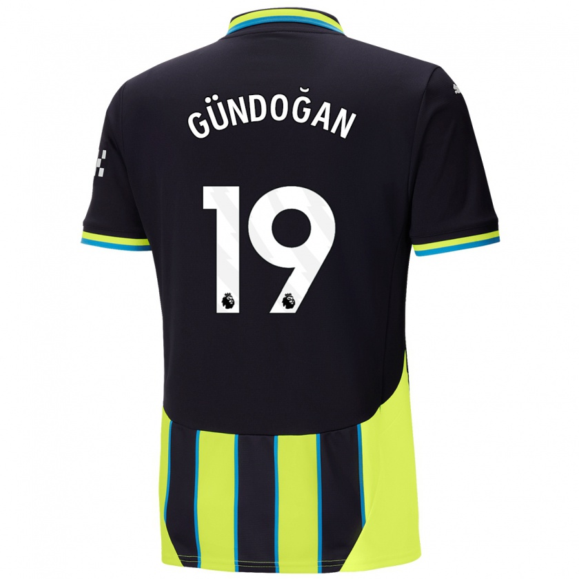 Kandiny Női İlkay Gündoğan #19 Kék Sárga Idegenbeli Jersey 2024/25 Mez Póló Ing