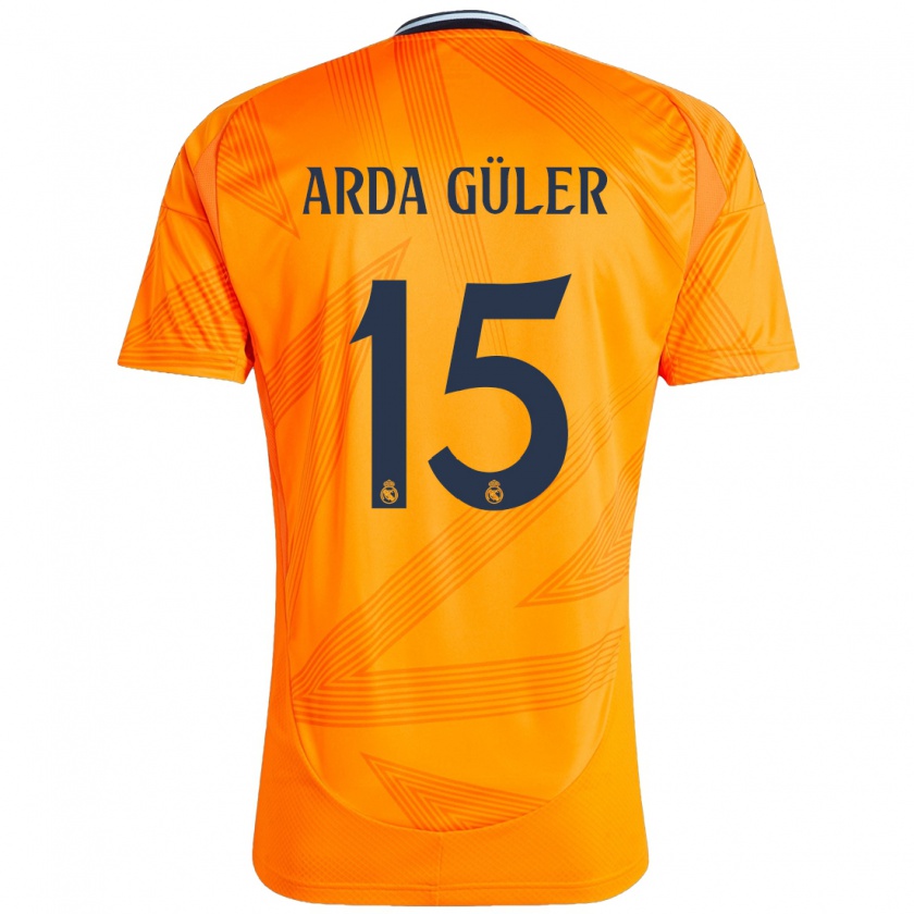 Kandiny Női Arda Güler #15 Narancs Idegenbeli Jersey 2024/25 Mez Póló Ing