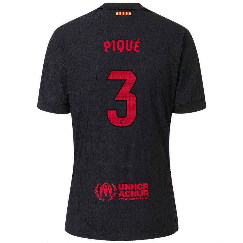 Kandiny Női Gerard Pique #3 Fekete Piros Idegenbeli Jersey 2024/25 Mez Póló Ing