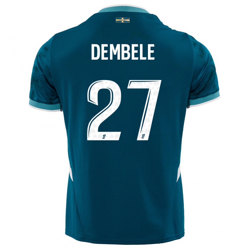 Kandiny Női Coumba Dembélé #27 Türkizkék Idegenbeli Jersey 2024/25 Mez Póló Ing