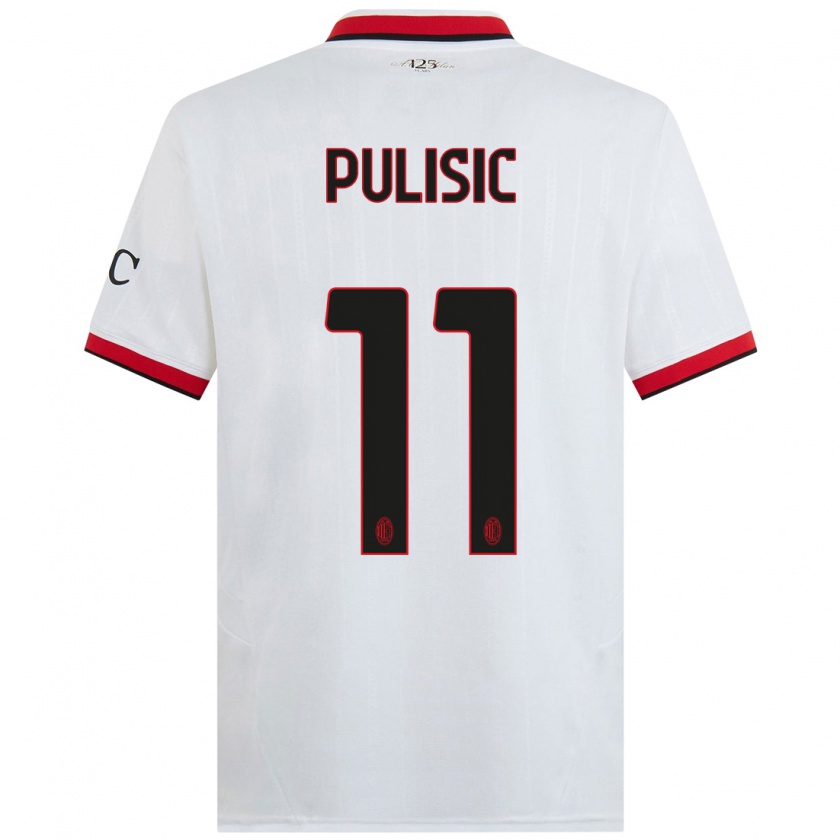 Kandiny Női Christian Pulisic #11 Fehér Fekete Piros Idegenbeli Jersey 2024/25 Mez Póló Ing