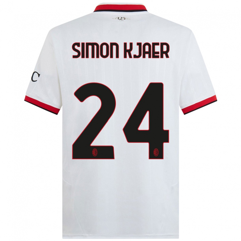 Kandiny Női Simon Kjaer #24 Fehér Fekete Piros Idegenbeli Jersey 2024/25 Mez Póló Ing