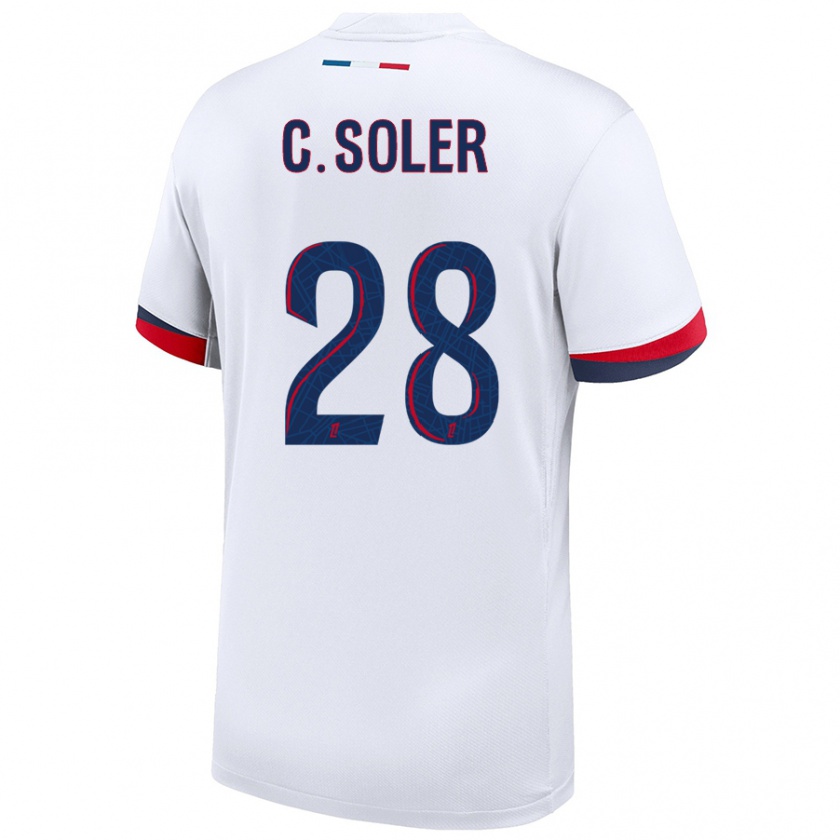 Kandiny Női Carlos Soler #28 Fehér Kék Piros Idegenbeli Jersey 2024/25 Mez Póló Ing