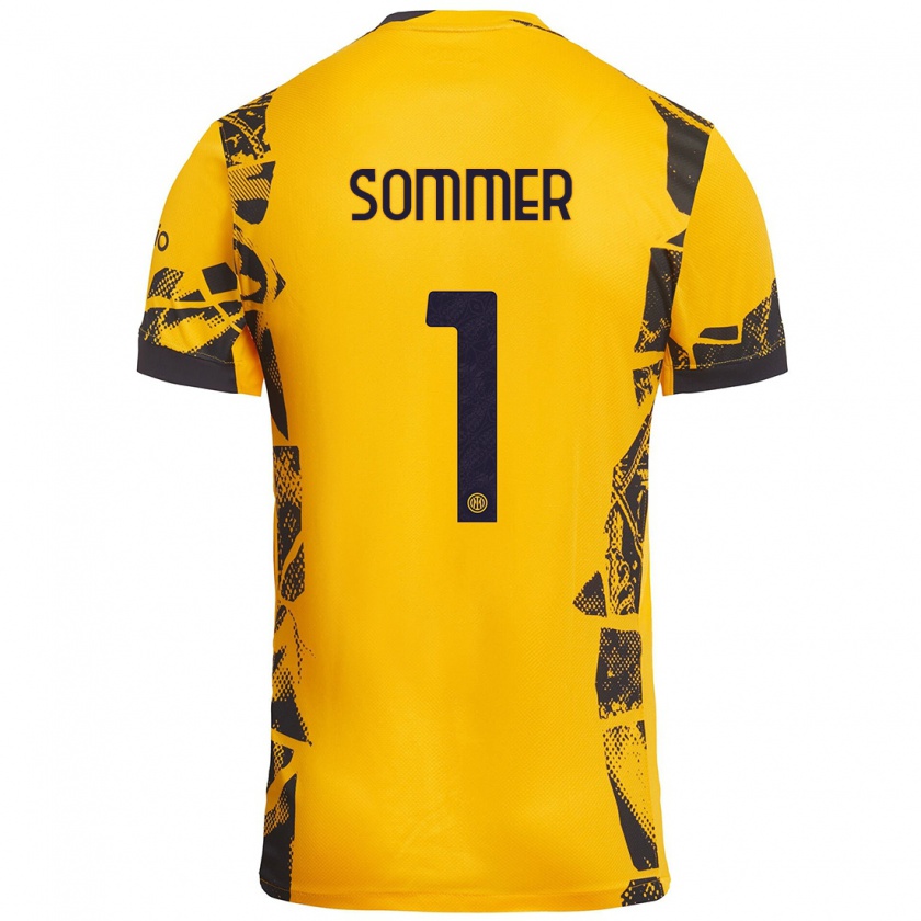 Kandiny Női Yann Sommer #1 Arany Fekete Harmadik Számú Jersey 2024/25 Mez Póló Ing