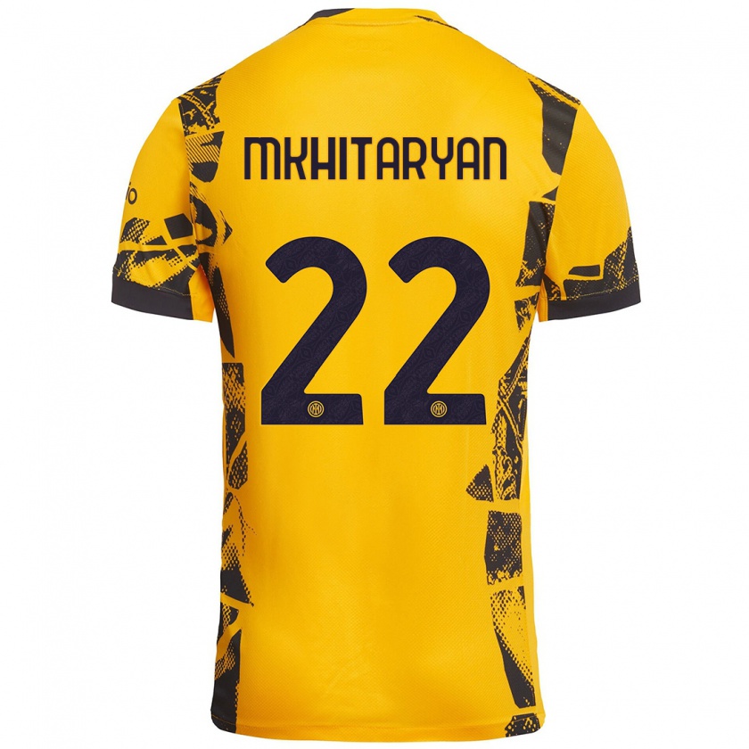 Kandiny Női Henrikh Mkhitaryan #22 Arany Fekete Harmadik Számú Jersey 2024/25 Mez Póló Ing