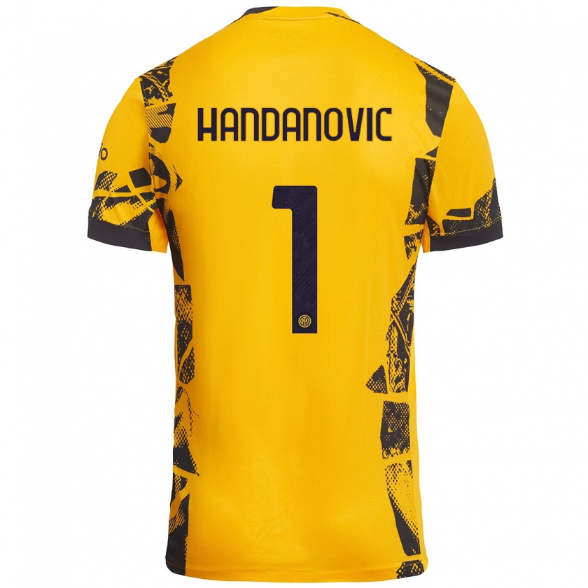 Kandiny Női Samir Handanovic #1 Arany Fekete Harmadik Számú Jersey 2024/25 Mez Póló Ing