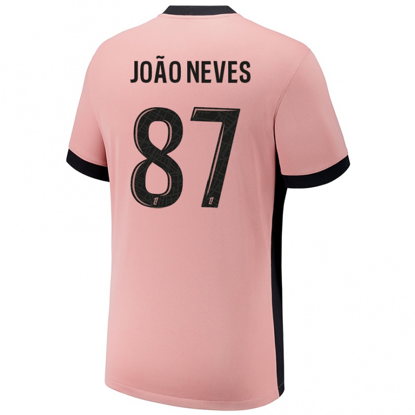 Kandiny Női João Neves #87 Rozsda Rózsaszín Harmadik Számú Jersey 2024/25 Mez Póló Ing