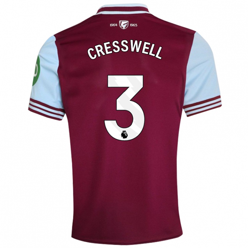 Kandiny Gyermek Aaron Cresswell #3 Sötétvörös Hazai Jersey 2024/25 Mez Póló Ing