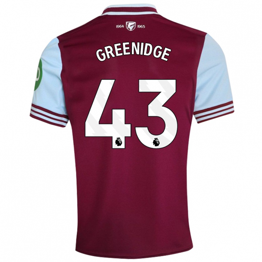 Kandiny Gyermek Will Greenidge #43 Sötétvörös Hazai Jersey 2024/25 Mez Póló Ing