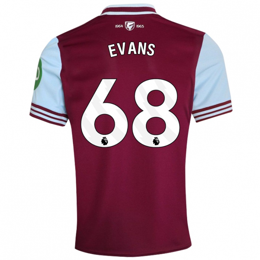 Kandiny Gyermek Isaac Evans #68 Sötétvörös Hazai Jersey 2024/25 Mez Póló Ing