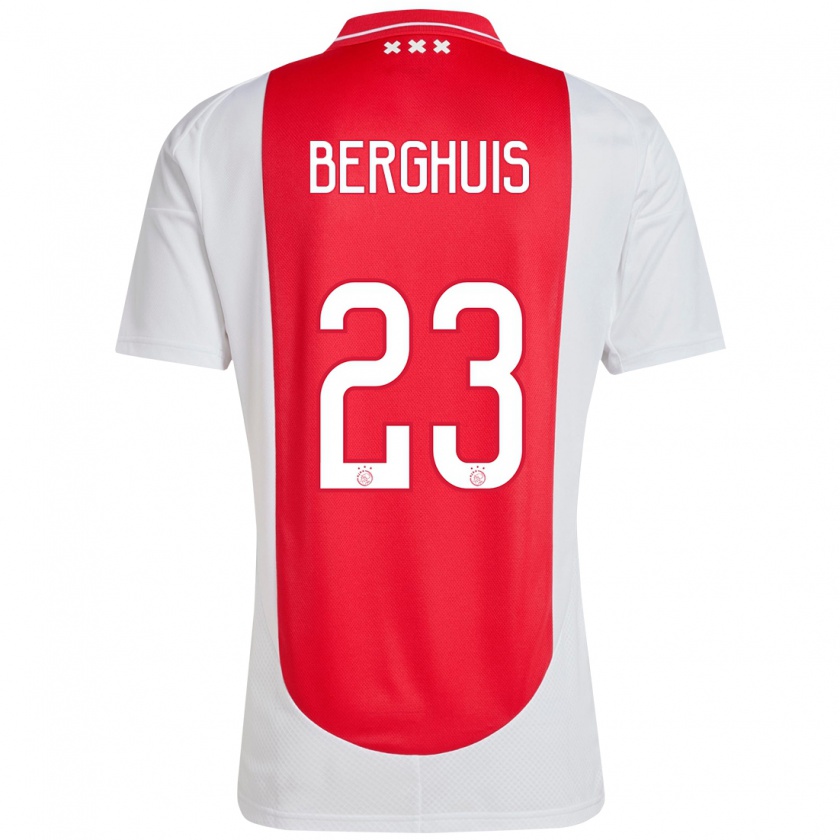 Kandiny Gyermek Steven Berghuis #23 Piros Fehér Hazai Jersey 2024/25 Mez Póló Ing