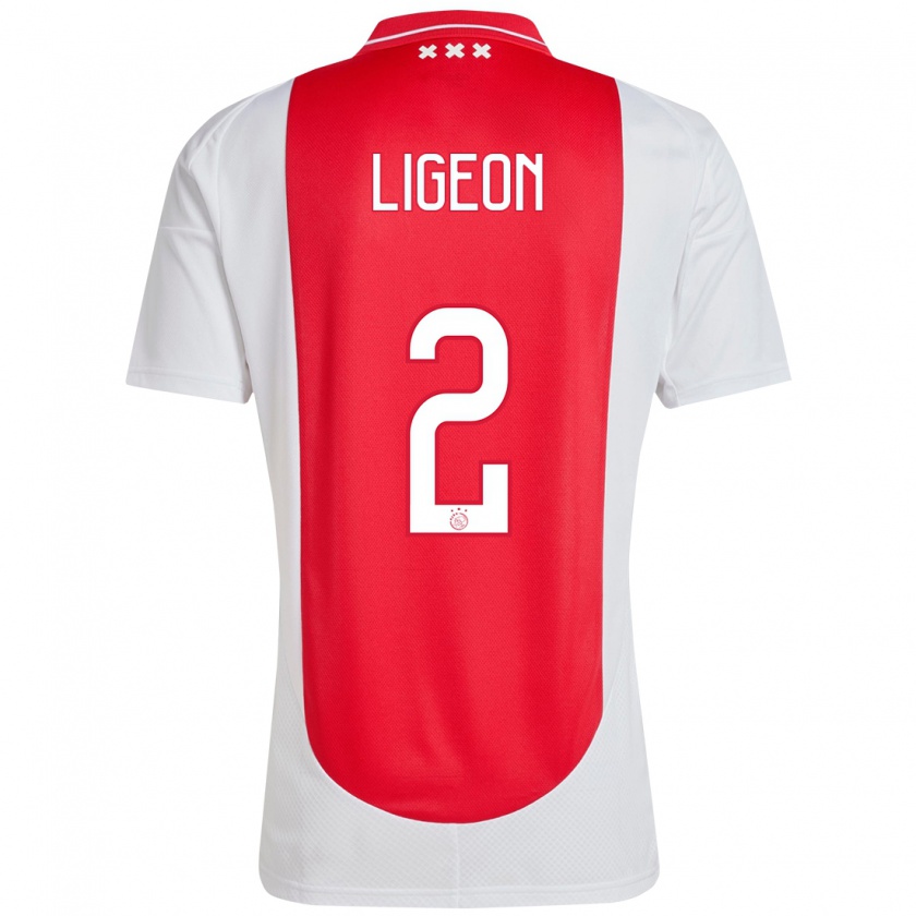 Kandiny Gyermek Ruben Ligeon #2 Piros Fehér Hazai Jersey 2024/25 Mez Póló Ing