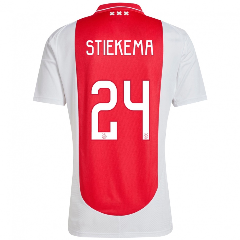 Kandiny Gyermek Iris Stiekema #24 Piros Fehér Hazai Jersey 2024/25 Mez Póló Ing