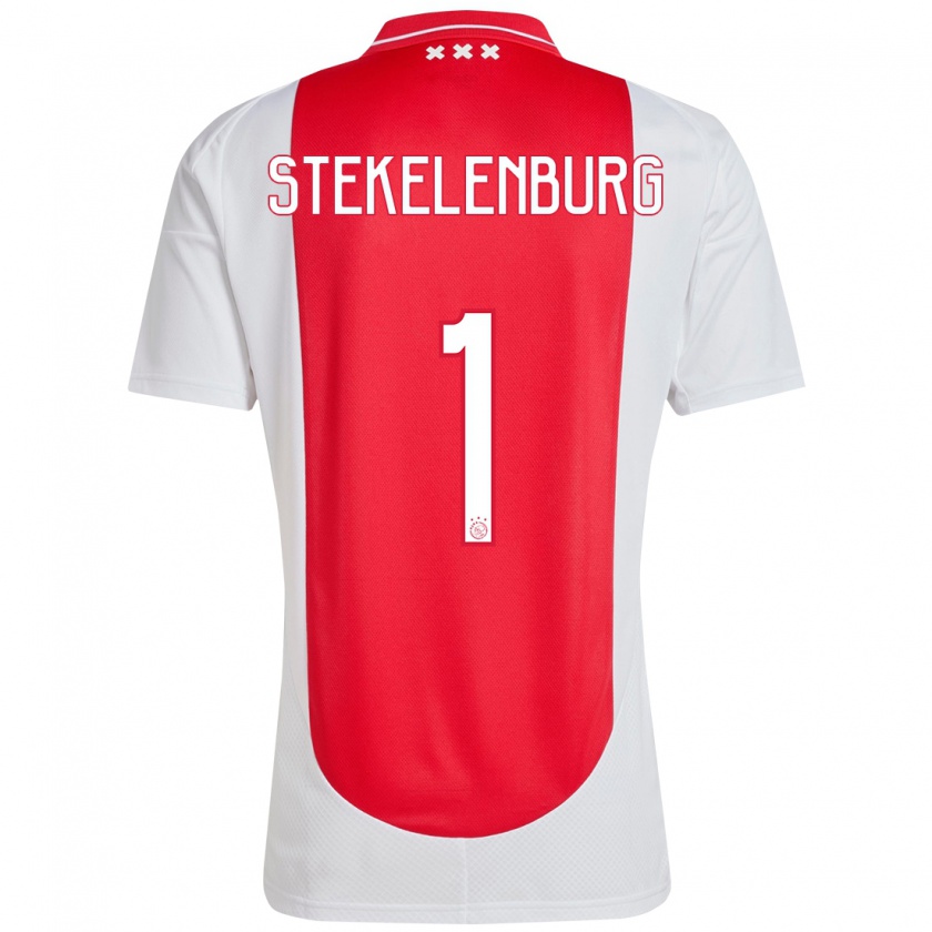 Kandiny Gyermek Maarten Stekelenburg #1 Piros Fehér Hazai Jersey 2024/25 Mez Póló Ing