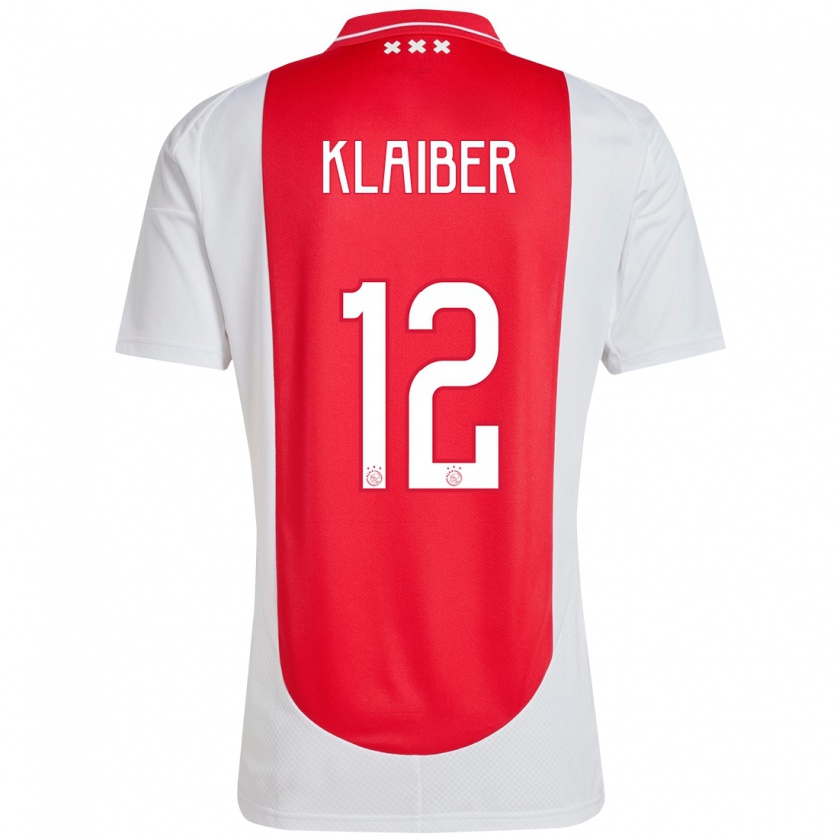 Kandiny Gyermek Sean Klaiber #12 Piros Fehér Hazai Jersey 2024/25 Mez Póló Ing