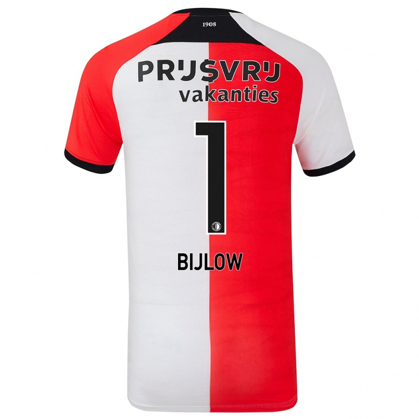 Kandiny Gyermek Justin Bijlow #1 Piros Fehér Hazai Jersey 2024/25 Mez Póló Ing