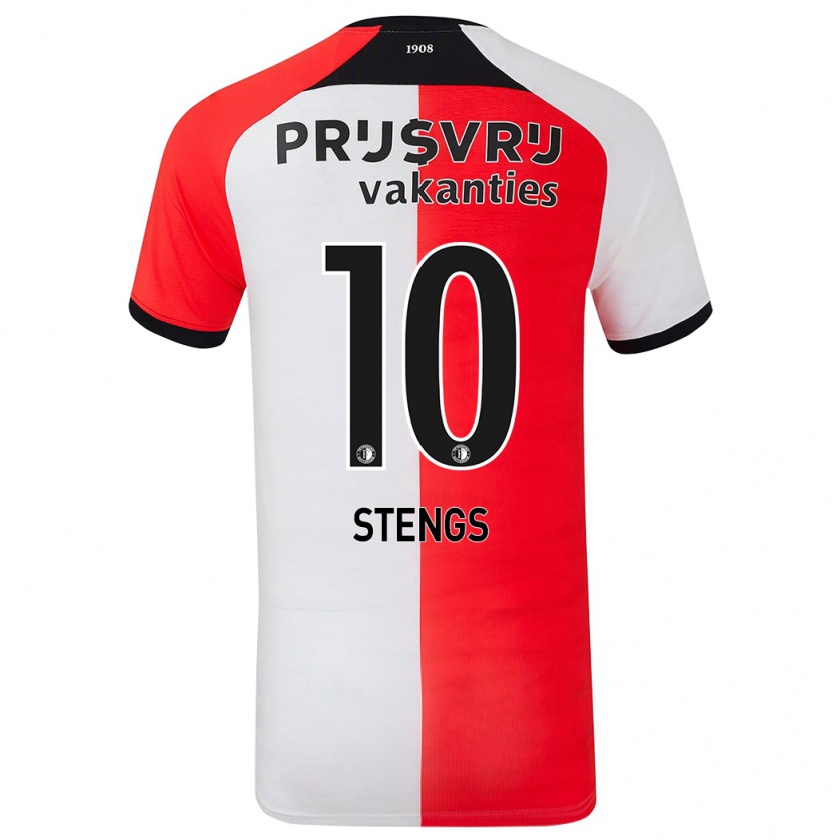 Kandiny Gyermek Calvin Stengs #10 Piros Fehér Hazai Jersey 2024/25 Mez Póló Ing