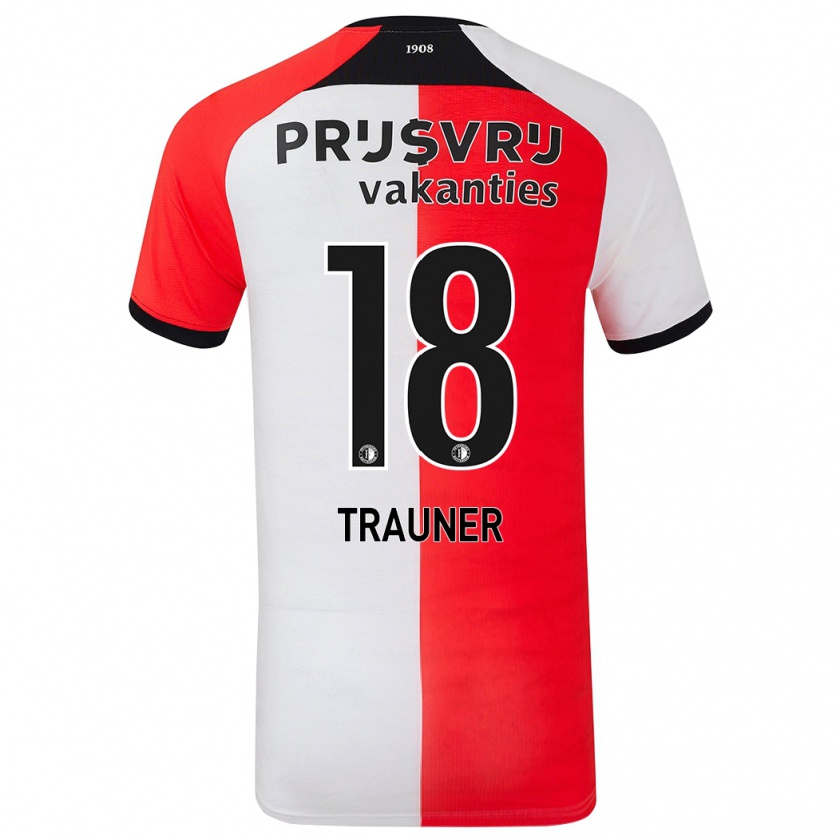 Kandiny Gyermek Gernot Trauner #18 Piros Fehér Hazai Jersey 2024/25 Mez Póló Ing