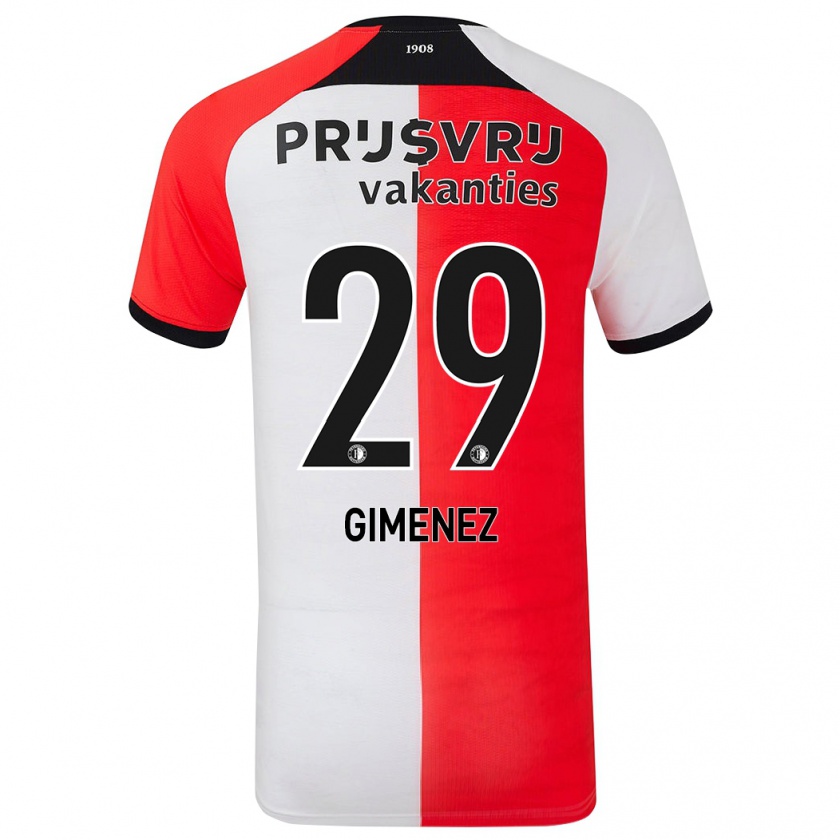 Kandiny Gyermek Santiago Gimenez #29 Piros Fehér Hazai Jersey 2024/25 Mez Póló Ing