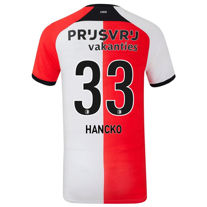 Kandiny Gyermek Dávid Hancko #33 Piros Fehér Hazai Jersey 2024/25 Mez Póló Ing