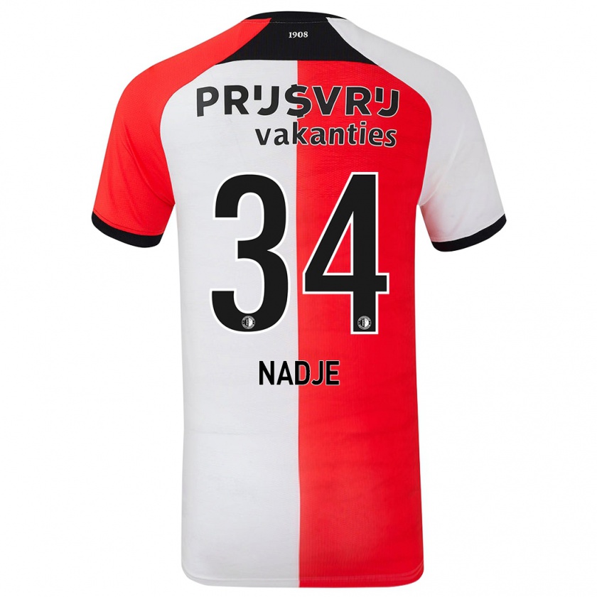 Kandiny Gyermek Chris-Kévin Nadje #34 Piros Fehér Hazai Jersey 2024/25 Mez Póló Ing