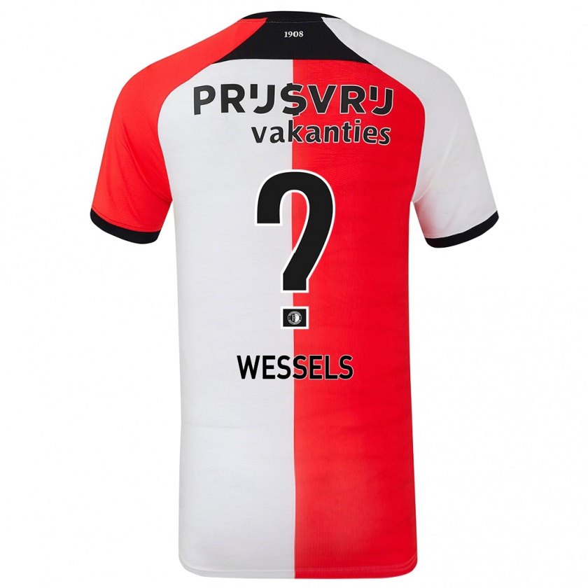 Kandiny Gyermek Tijme Wessels #0 Piros Fehér Hazai Jersey 2024/25 Mez Póló Ing