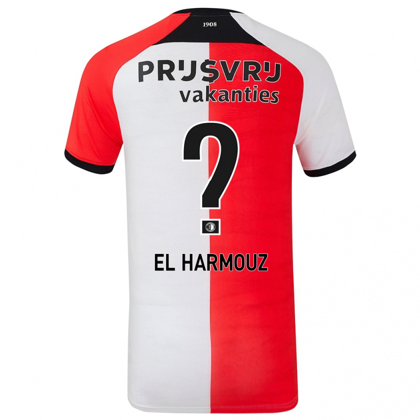 Kandiny Gyermek Nassim El Harmouz #0 Piros Fehér Hazai Jersey 2024/25 Mez Póló Ing