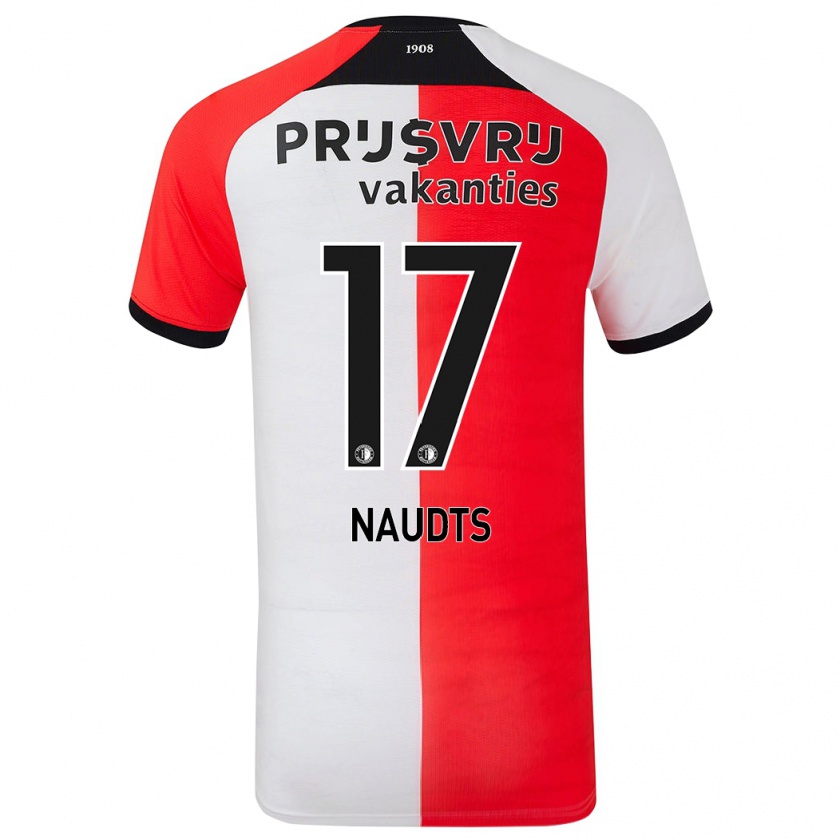 Kandiny Gyermek Jamir Naudts #17 Piros Fehér Hazai Jersey 2024/25 Mez Póló Ing