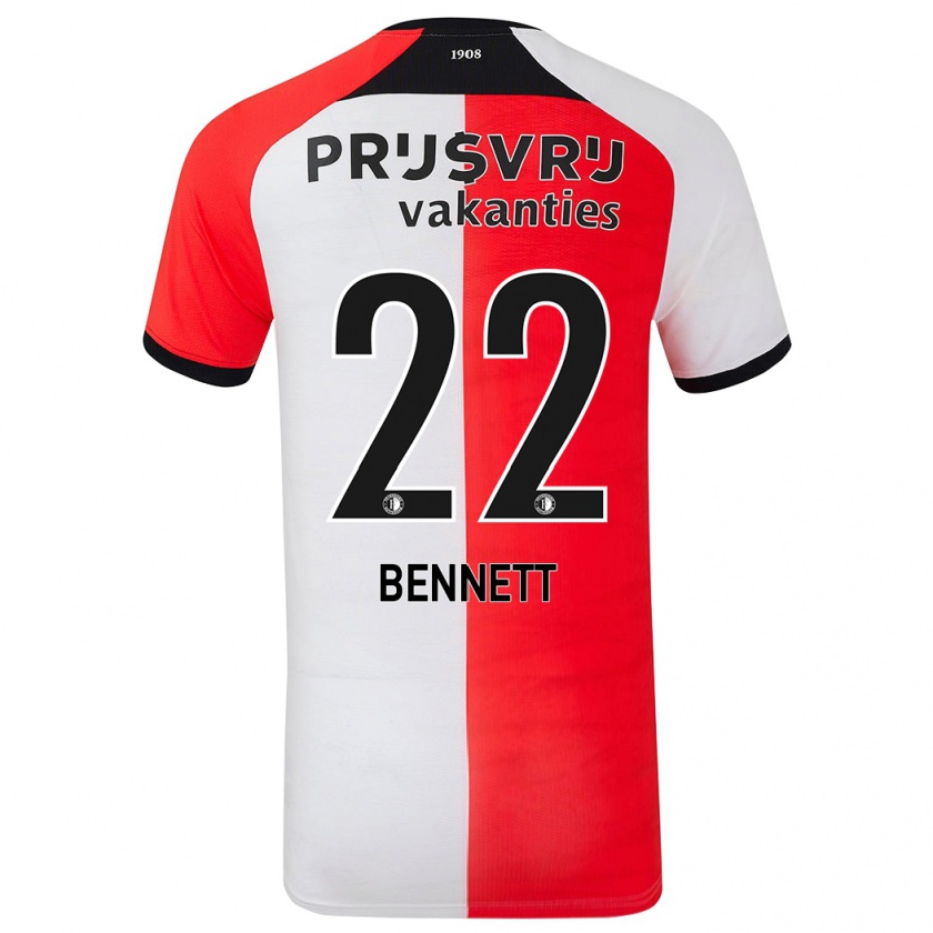 Kandiny Gyermek Walter Bennett #22 Piros Fehér Hazai Jersey 2024/25 Mez Póló Ing