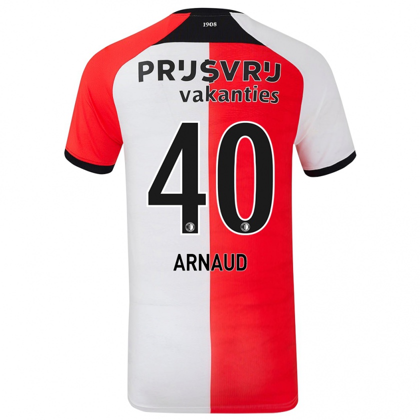 Kandiny Gyermek Lugene Arnaud #40 Piros Fehér Hazai Jersey 2024/25 Mez Póló Ing