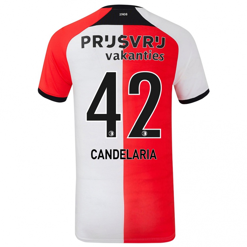 Kandiny Gyermek Jayden Candelaria #42 Piros Fehér Hazai Jersey 2024/25 Mez Póló Ing