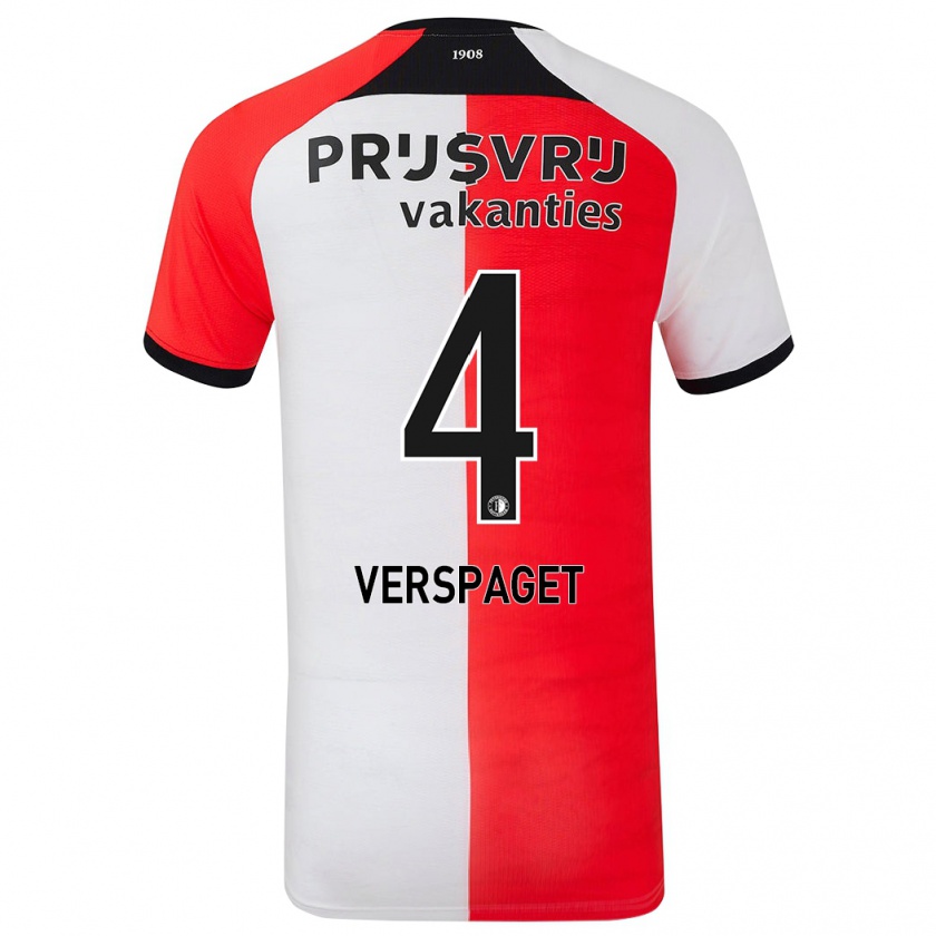 Kandiny Gyermek Amber Verspaget #4 Piros Fehér Hazai Jersey 2024/25 Mez Póló Ing