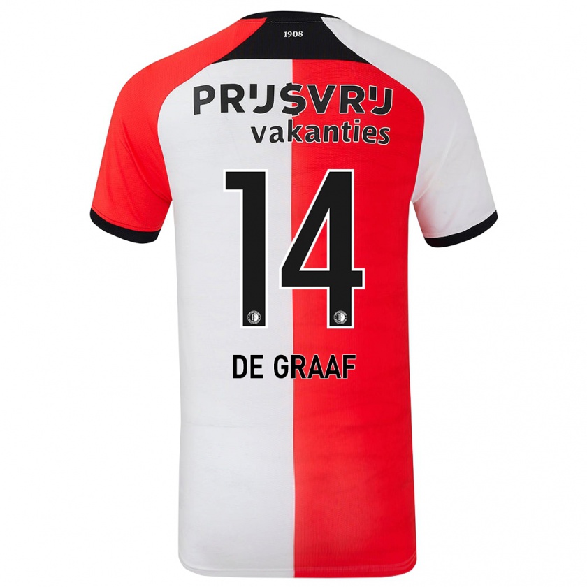 Kandiny Gyermek Esmee De Graaf #14 Piros Fehér Hazai Jersey 2024/25 Mez Póló Ing