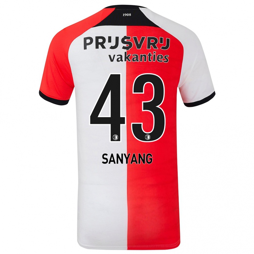 Kandiny Gyermek Amadou-David Sanyang #43 Piros Fehér Hazai Jersey 2024/25 Mez Póló Ing