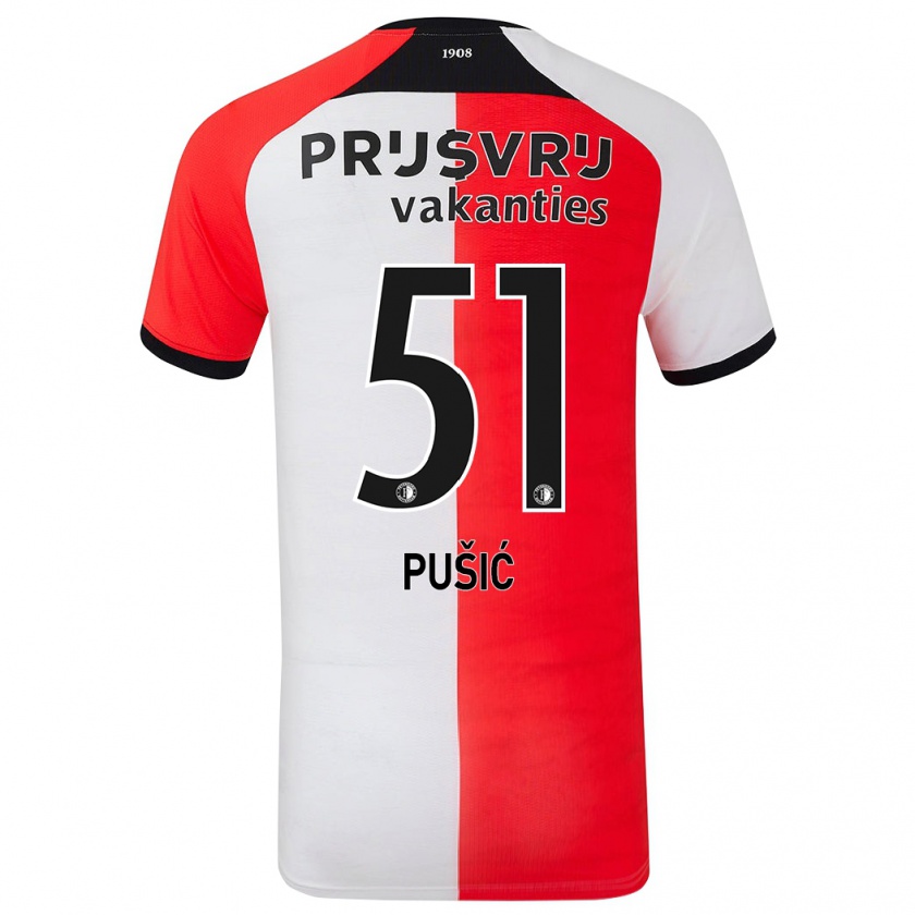 Kandiny Gyermek Noah Pušić #51 Piros Fehér Hazai Jersey 2024/25 Mez Póló Ing