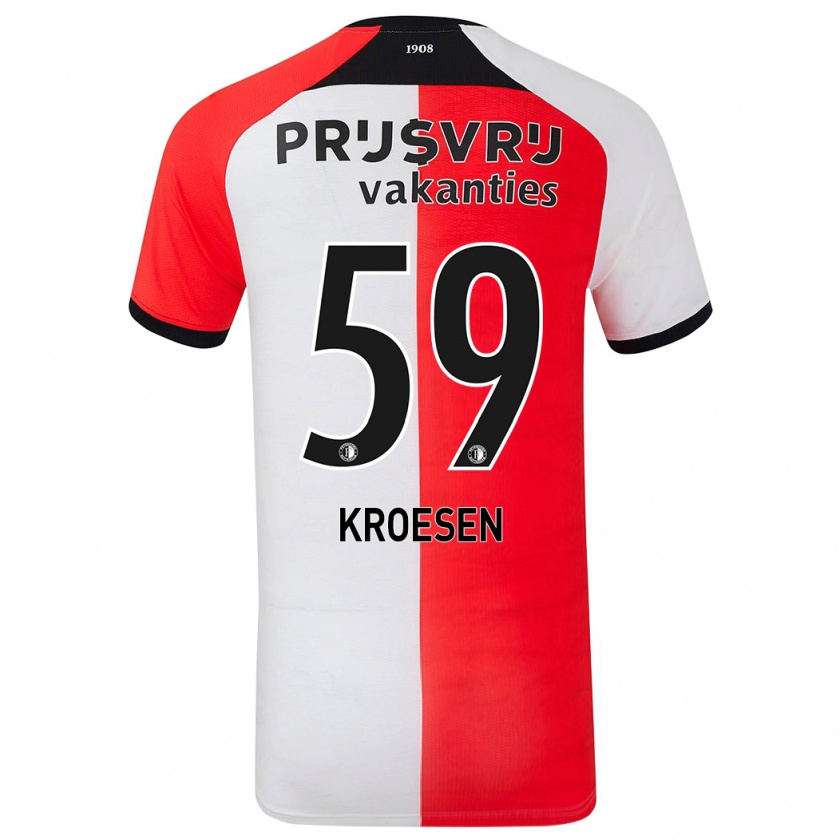 Kandiny Gyermek Jaimy Kroesen #59 Piros Fehér Hazai Jersey 2024/25 Mez Póló Ing